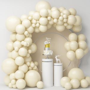 PartyWoo Pearl White Balloons 152 pcs Different Sizes Pack of 18 12 10 5 Inch White Latex Balloon Arch Kit Garland for Wedding Bridal Graduation Baby Shower Birthday Party Decorations Beige