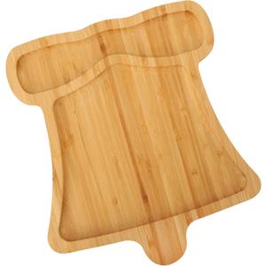 TJ POP Christmas Bell-Shaped Bamboo Serving Platter, Holiday Decorative Jingle Bell Candy Snack Tray, 10 x 9 Natural Wood Serving Tray Cute Charcuterie Board for Cheese, Cookies & Festive Displays
