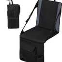 REDCAMP Portable Stadium Seat Bleacher Cushion, Folding Stadium Seats Bleacher Chairs with Back and Cushion for Camping Fishing Concert, Water Resistant, Black/Navy (Black Pocket x2)