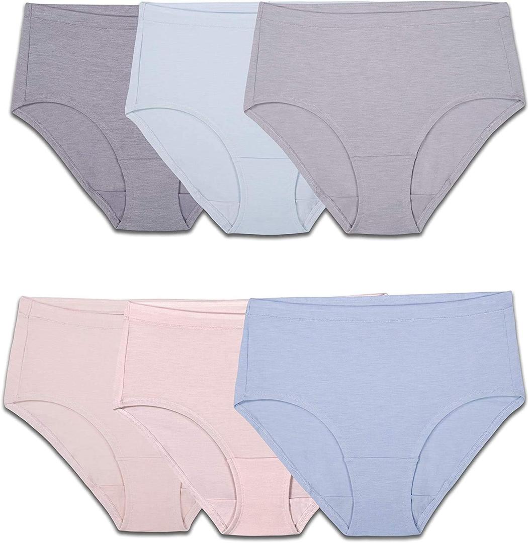 Fruit of the Loom Women's Beyondsoft Underwear, Super Soft Designed with Comfort in Mind, (8, Low Rise Brief - Modal - 6 Pack)