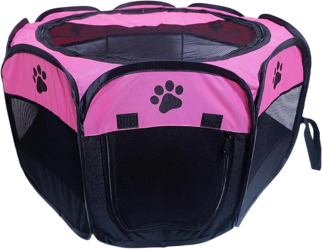 Portable Pet Playpen,Foldable Dog Playpen for Dogs and Cats,Rabbits,Pet Exercise Pet Tents Indoor Outdoor Use (S(28.7" x 28.7" x 16"), Rosered)