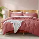 Nestl Full Duvet Cover Set with Comforter Insert - Pink Clay 4 Piece 80x90 Duvet Cover & 2 Pillow Shams with White Quilted Down Alternative Comforter, Ultra Soft, All Season
