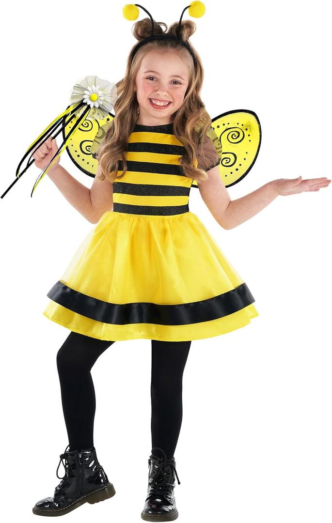 Morph Bumble Bee Costume for Girls - Kids Bumblebee Outfit - Toddler Bee Costume for Baby Girls - Fun Dress-Up (3-4 Years)