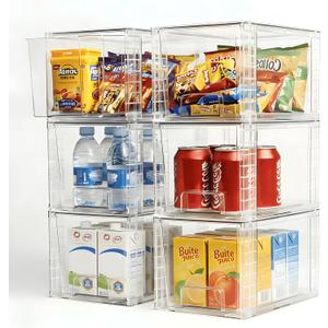 6 Pack Stackable Acrylic Storage Drawers Clear Plastic Organizer Bins, Easy to Assemble, Suitable for Bathroom, Undersink, Kitchen, Pantry, Makeup, Medicine Organization