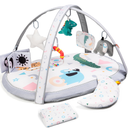 Lupantte 7-in-1 Baby Activity Gym, Baby Learning Toys Gym Mat with 6 Toys 2 Replaceable Washable Mat Covers,Baby Learn Mat, for Newborn