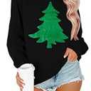 LOTUCY Christmas Sweatshirt Women Christmas Tree Sweater Xmas Graphic Tee Casual Long Sleeve Pullover Tops Black (X-Large)