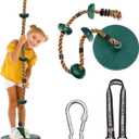 DECORLIFE Tree Swing for Kids, Adjustable Rope Swing Disc Swing for Outside with Platform Carabiners and Strap Outdoor, Playground Accessories, Green