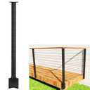 Cable Railing Corner Post Fascia Mount-Stainless Steel Square Weldless 42"x2"x2" Pre-drilled Side Mount Metal Post for Wood Deck, Black 1pcs
