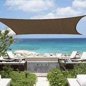 Shade&Beyond Shade Sail Sun Canopy 12' x 16' Rectangle UV Block for Patio Deck Yard and Outdoor Activities Brown