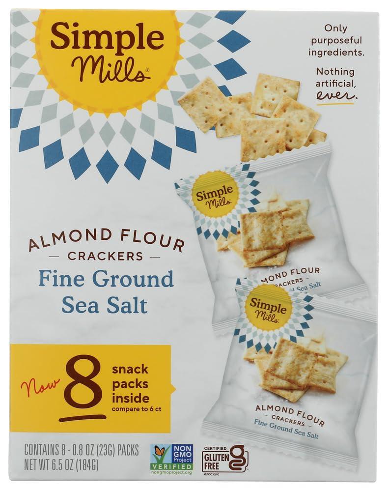 SIMPLE MILLS Fine Ground Sea Salt Crackers Snack Pack 8ct, 0.8 OZ (BB: 10/04/2025)