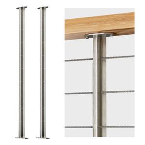2-Pack Cable Railing Post 36inch Stainless Steel Pre-drilled Intermediate Post/Studdle Pickets for 1/8" Deck Cable Railing, Level Cable Railing Fittings, Sliver