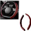 LoyaForba Car Steering Wheel Cover, Universal 15 Inch Leather Segmented Auto Steering Wheel Protector, Anti-Slip and Soft Breathable, Car Interior Accessories for Most Vehicle, SUV, Truck (Wine Red)