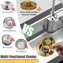 Anlige Kitchen Sink Drain Strainer, 3 in 1 Pop Up Kitchen Sink Stopper, with an Extra Basket Strainer, Universal for US Standard 3-1/2 Inch, Brushed Gold