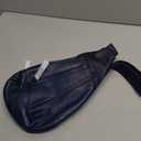 LRTO Genuine Leather Sling Bag for Men and Women Vintage Real Leather Crossbody Chest Bags Backpack Purse for Travel Hiking (Blue)