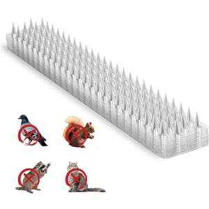 Touri 24 Pack Clear Transparent PVC Bird Spike Strips for Outside Fences and Roofs to Keep Birds, Pigeons, Cats, Squirrels, Raccoons Away and Keep Birds from Building Nest