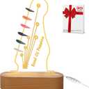 Light Up Guitar Pick Holder - Electric Headstock Shaped Acrylic & Wooden USB Powered Display Case Storage - Guitar Accessories Gift for Players Men (Color-a)