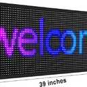 P10 Programmable Outdoor LED Sign, 39x14 Inch WiFi-Controlled Full Color Scrolling LED Sign, High Brightness Waterproof Digital Message Board for Business Advertising