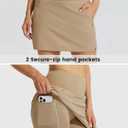 Willit Women's Golf Skirts Zipper Pockets High Waisted Stretchy Skorts Quick Dry Athletic Tennis Casual Skorts (8, Khaki)