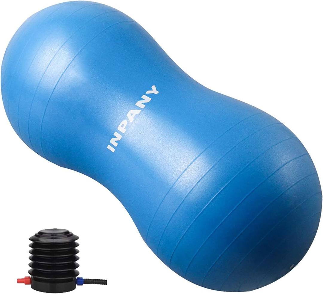 INPANY Peanut Ball - Anti Burst Exercise Ball for Labor Birthing, Physical Therapy for Kids, Core Strength, Flexible Seating, Home & Gym Fintness, Sensory Chair Wiggle Seat for Boys and Girls (Blue)