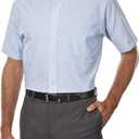 Van Heusen Men's Short Sleeve Regular Fit Oxford Solid Dress Shirt (18.5"-19" Neck, Blue)