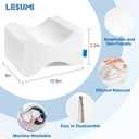 LESUMI Memory Foam Knee Pillow, Sleeping Leg Pillow, for Side Sleepers & Pregnant Women - for Spinal Alignment, Relief Sciatica, Knee, Back, Leg & Hip Pain, with Washable Cover & Travel Bag, White