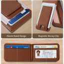 TopMade for MagSafe Wallet Stand with Money Clip, Works with Apple Find My, Magnetic Wallet for iPhone 17/16/15/14/13/12 Series, for iPhone Wallet with Finder Tracker, Brown(Gray Elastic Band)