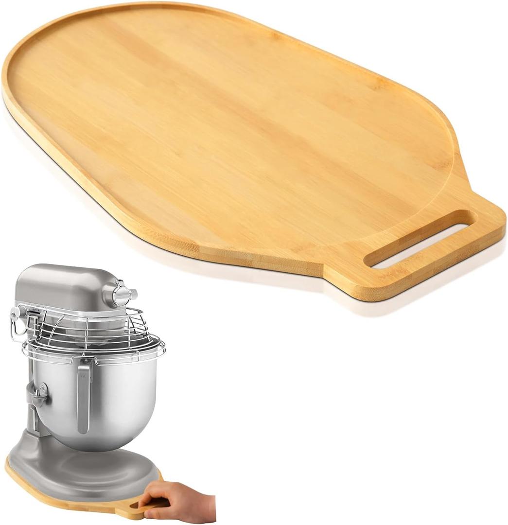 Bamboo Sliding Mat for Kitchenaid Mixer, Mixer Mover Slider Mat Pad Compatible with Kitchenaid Bowl Lift 5-8 Qt Stand Mixer,Kitchen Appliance Slider Mat, Kitchen Aid Mixer Accessories,with Handle