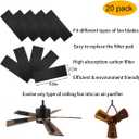 20 Pack Ceiling Fan Filters for Blades - Ceiling Fan Air Purifier Pads - Activated Coconut Carbon Ceiling Fan Filter Accessories Dust Catcher