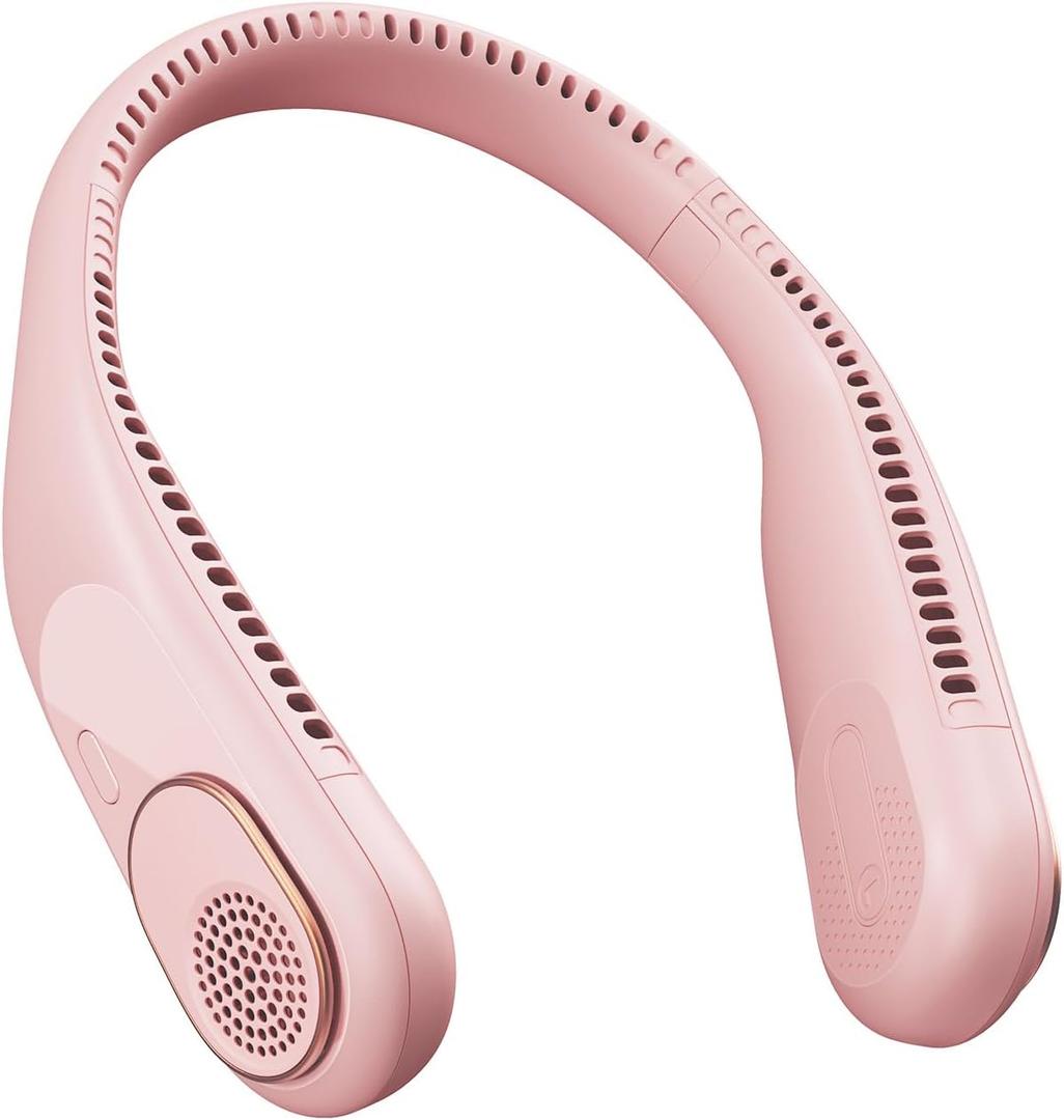 SWEETFULL Portable Neck Fan 360 Cooling Bladeless Personal Fan | No Hair Twisting - 4000mAh USB Rechargeable Wearable Fan for Travel, Birthday Gifts for Men, Women, Mom, and Dad (A5 Pink)