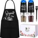 5 Pcs Christmas Mom Gifts, Mother Apron for Cooking Electric Pepper Mill Set with Gift Box Best Mom Ever for Birthday Christmas Holiday Thanksgiving