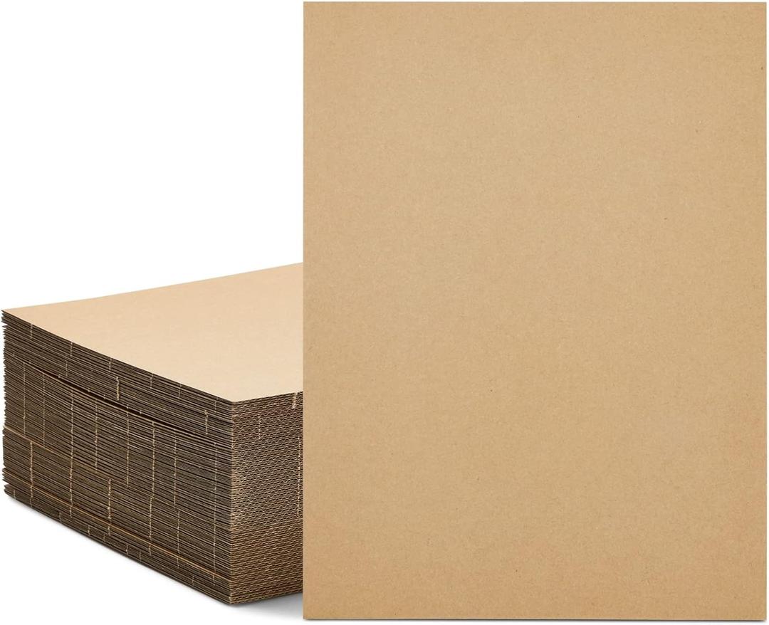 50-Pack of Corrugated Cardboard Sheets 9x12, Flat Card Boards, Packaging Inserts for Shipping, Mailing, Arts and Crafts, DIY Projects, Packing Mailers, 2mm Thick