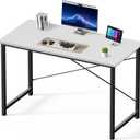 DUMOS 47 Inch Computer Desk for Home Office, Modern Study Work Table Simple Modern Style for Bedroom Small Space, Writing Desks with X-Shaped Reinforcement, Wood White
