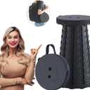 Upgraded Portable Folding Stool, Camping Retractable Seat for Adults Outdoor, Travel, Barbecue, Fishing, Waiting in Line Lightweight Chair 2023 Second Generation (Black)