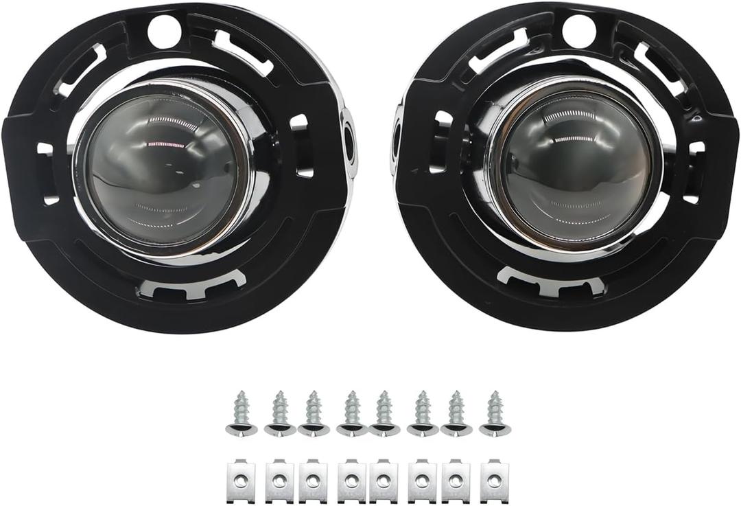 Pair Halogen Fog Light Assembly Compatible with Cherokee 2021/ Grand Cherokee 2014-2020/ Avenger 2011-2014 Left and Right Side Front Fog Lamp 5182021AB
