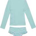 Gottex Kids Toddler and Little Girls Pineapple Print Two Piece Rash Guard Long Sleeve Swimsuit UV Sun Protection Bathing Suit (2-3T, Green)