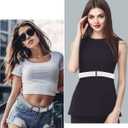 SATINIOR 2/3/4 Pack Women Elastic Stretch Belt Invisible Sweater Tuck Belts with Flat Buckle for Jeans Pants Dresses (Black White Grey Brown)