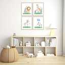 EVPYXFUT 4Pcs Safari Nursery Animals Wall Art Baby Cute Animals Canvas Prints Watercolor Jungle Giraffe lion zebra Posters Kid Aesthetic Paintings Golf Pictures Wall Decor for Child Bedroom Unframed