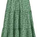 MSLG Women's High Elastic Waist Midi Skirt Casual Summer Trendy Tie Front Flowy Ruffle Floral Print A line Skirts 626