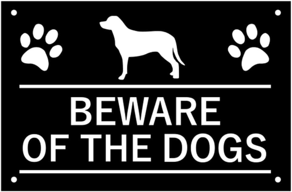 Beware of the DOGS Sign, Bold Black and White, Easy to See Warning, Outdoor Notice, Deterrent Sign