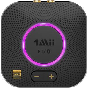 1Mii B06S+ LDAC Bluetooth 5.2 Receiver for Home Stereo Hi-Res Music Streaming, Hi-Fi Wireless Audio Adapter w/aptX HD Low Latency, Long Range Bluetooth Audio Receiver Volume Control, RCA/3.5mm Outputs