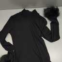 SOLY HUX Women's Fuzzy Mock Neck T Shirt Long Sleeve Fitted Ribbed Knit Tee Tops (Large)