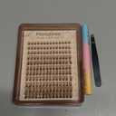 Brown Lash Clusters Kit Natural Eyelash Extension Kit Gently Fluffy Lashes Extensions C-Curly Dark Brown Cluster Lashes with Lash Bond and Seal Clear and Tweezers Daily DIY Lash Kit (154PCS, 8-16MM)