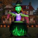 Halloween Inflatables Giant 8Ft Tall Witch Cauldron Build-in 4 Led Lights Outdoor Decorations, Scary Blow Up Yard Decor for Outdoor Party Lawn Garden