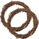 2pcs 16inch Large Natural Grapevine Wreath Rings Rattan Vine Branch Wreath Hoop for DIY Craft Christmas Easter Holiday Decoration Seasonal Decors (2pcs 40cm/16inch)