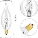 LinMiFo 12-Pack E12 B10 Clear Candelabra Base Bulb, 60W 120V Incandescent Candle Light Bulbs Dimmable Chandelier Light Bulbs for Pendants or Outdoor, Ceiling Fan, Wall Sconces, Fireplace