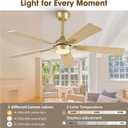 52" White Gold Ceiling Fan with Light and Remote, DC Motor Ceiling Fan with LED Light, 6-Speed Reversible, Dimmable 3CCT, Modern Ceiling Fan for Bedroom Living Room