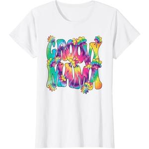Groovy Mama Mom Hippie 60s 70s Retro Party Outfit Women T-Shirt,XS