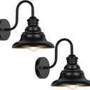 2-Pack Outdoor Wall Light Fixtures, 8in Gooseneck Porch Lights, Farmhouse Waterproof Barn Lights with E26 Socket, Anti-Rust Exterior Lighting Fixtures Wall Mounted for House Garage Entryway Patio
