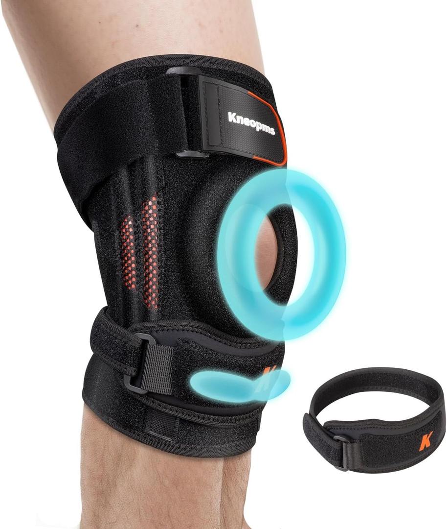 2-in-1 Professional Knee Brace for Pain Relief,Adjustable Knee Support with Patella Pad & Side Stabilizers, Compression Knee Sleeve for Meniscus Tear, ACL, Joint Pain, Runner, Workout-Men & Women