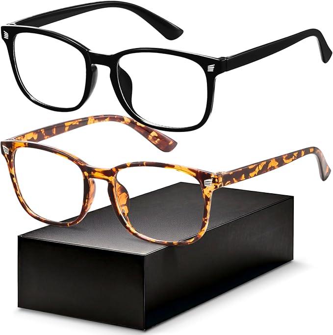 Eyewear Frames for Men - Blue Light Blocking Square Glasses, Anti UV Ray Computer Gaming, Blue Blockers for Women, Black & Tortoise